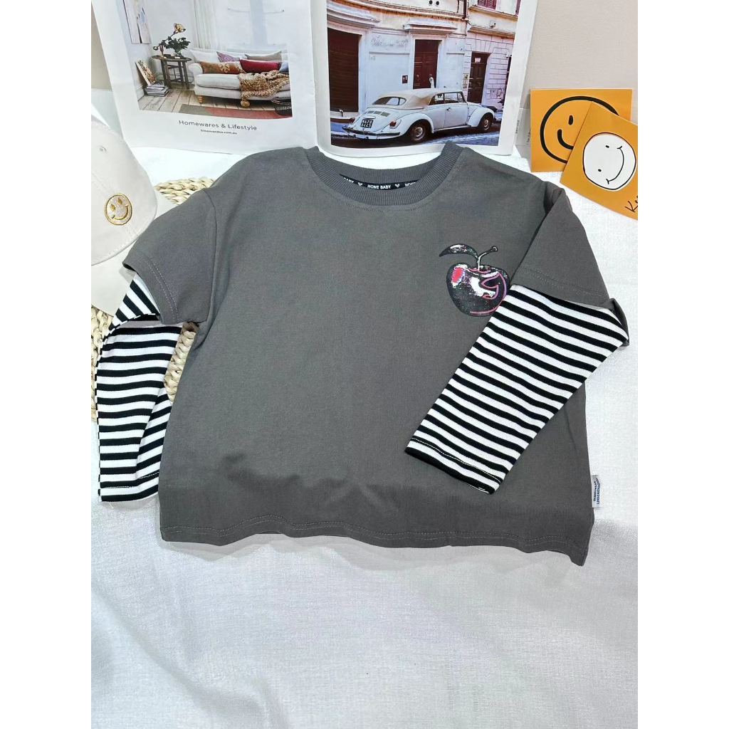 Áo Sơ Mi Tay Dài Dáng Rộng Họa Tiết Kẻ Sọc Đơn Giản Thời Trang Cho Bé Trai