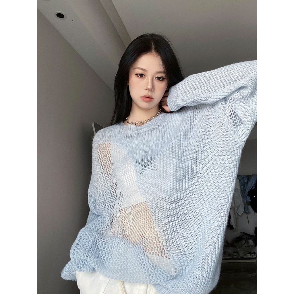 Áo sweater Cổ Tròn Màu Sắc Đơn Giản Cho Nữ