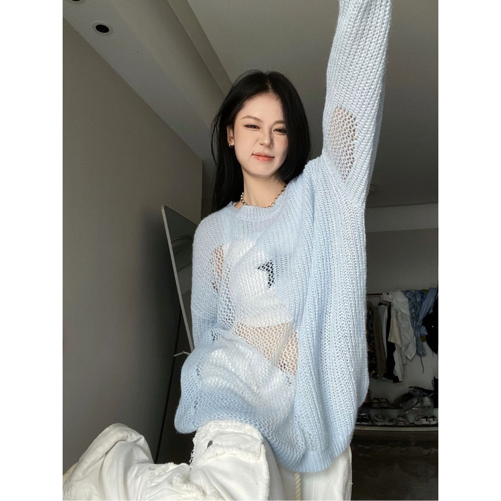 Áo sweater Cổ Tròn Màu Sắc Đơn Giản Cho Nữ