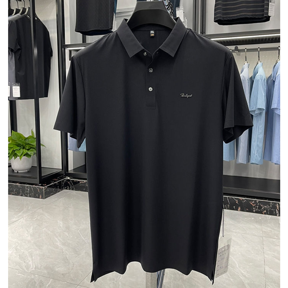 Áo Thun Polo Tay Ngắn Vải Lụa Lạnh Kiểu Hồng Kông Thời Trang Cho Nam