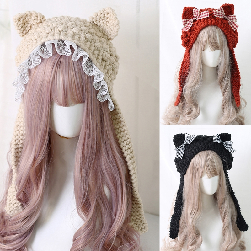 Mũ beanie dệt kim hoạ tiết hoạt hình đáng yêu xinh xắn