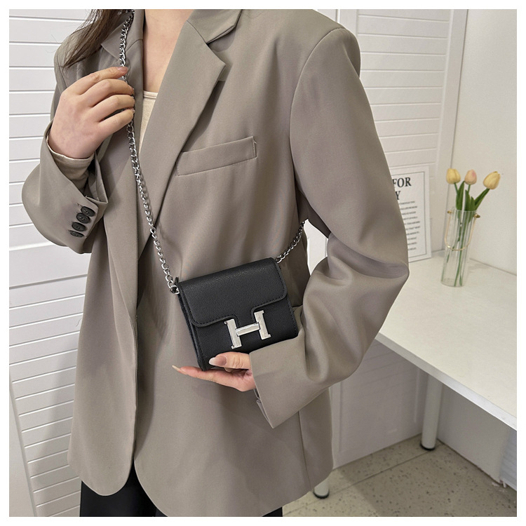 Túi đeo chéo mini IELGY khóa chữ H phối dây xích thời trang cho nữ