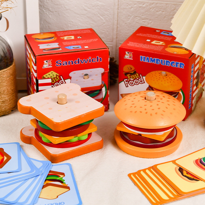 Bộ đồ chơi hamburger - Bằng Gỗ Hình Dạng Dễ Thương Cho Trẻ Em - HILUCKYBABY