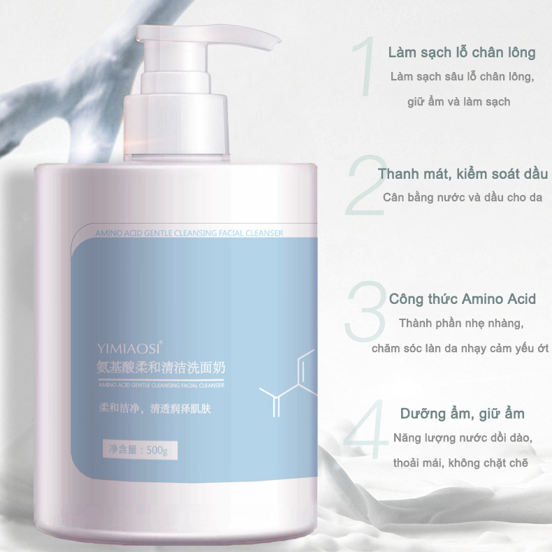 Sữa rửa mặt axit amin YIMIAOSI 500g làm sạch nhẹ nhàng chứa niacinamide