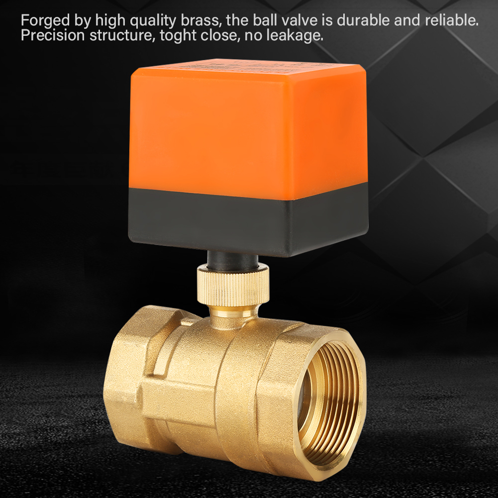 AC 220V 2 chiều 3 dây Đồng thau có động cơ Van bi điện DN40 G1-1/2"