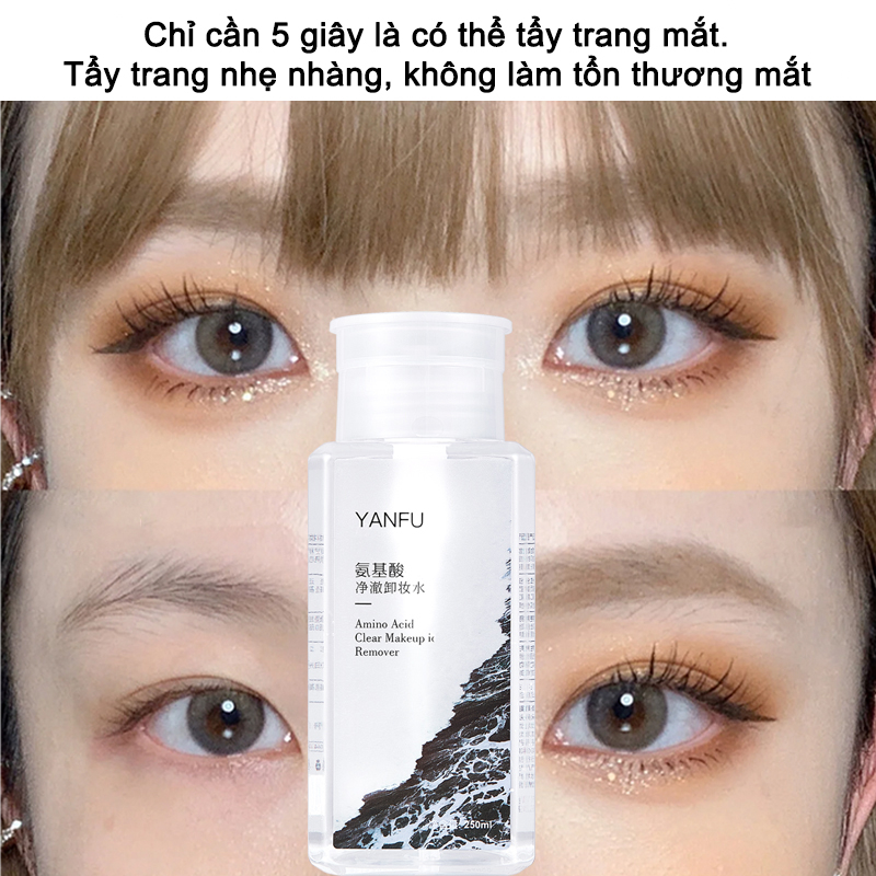 Nước tẩy trang YANFU 250ml chứa axit amin, tẩy trang nhẹ nhàng không gây kích ứng
