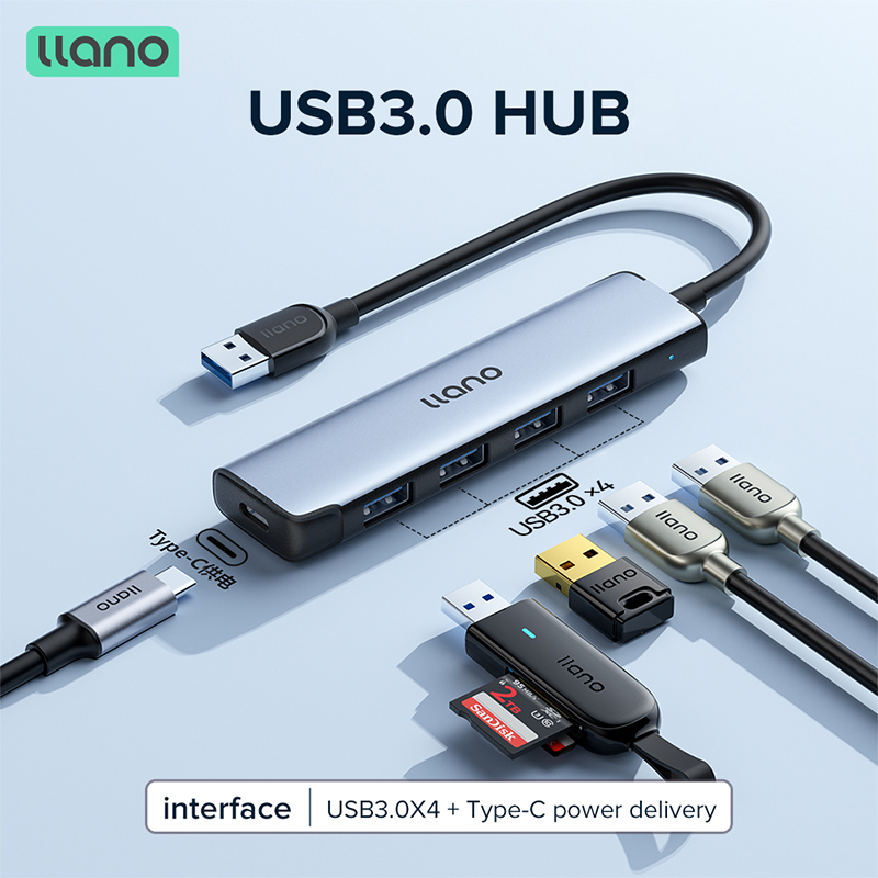 Hub chia LLANO 4 cổng USB 3.0 cho máy in/ chuột/ đèn flash HD