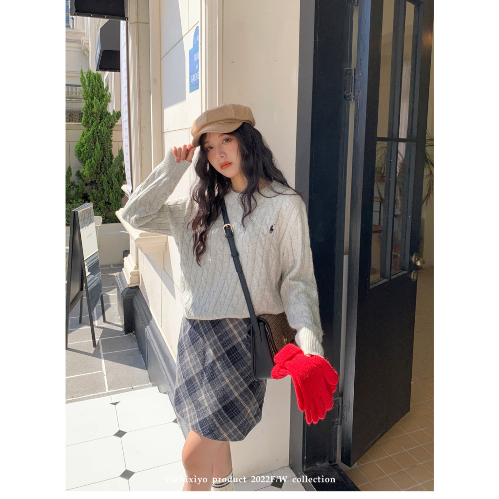 Dux Ducis Chân Váy Chữ a Lưng Cao Họa Tiết Kẻ Sọc Thời Trang Mùa Hè 2023 Dành Cho Nữ