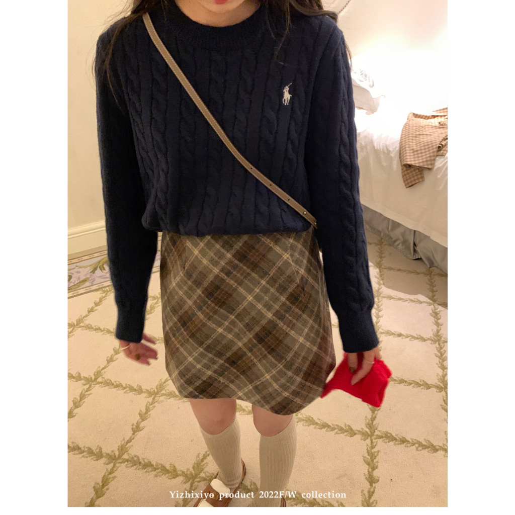 Dux Ducis Chân Váy Chữ a Lưng Cao Họa Tiết Kẻ Sọc Thời Trang Mùa Hè 2023 Dành Cho Nữ