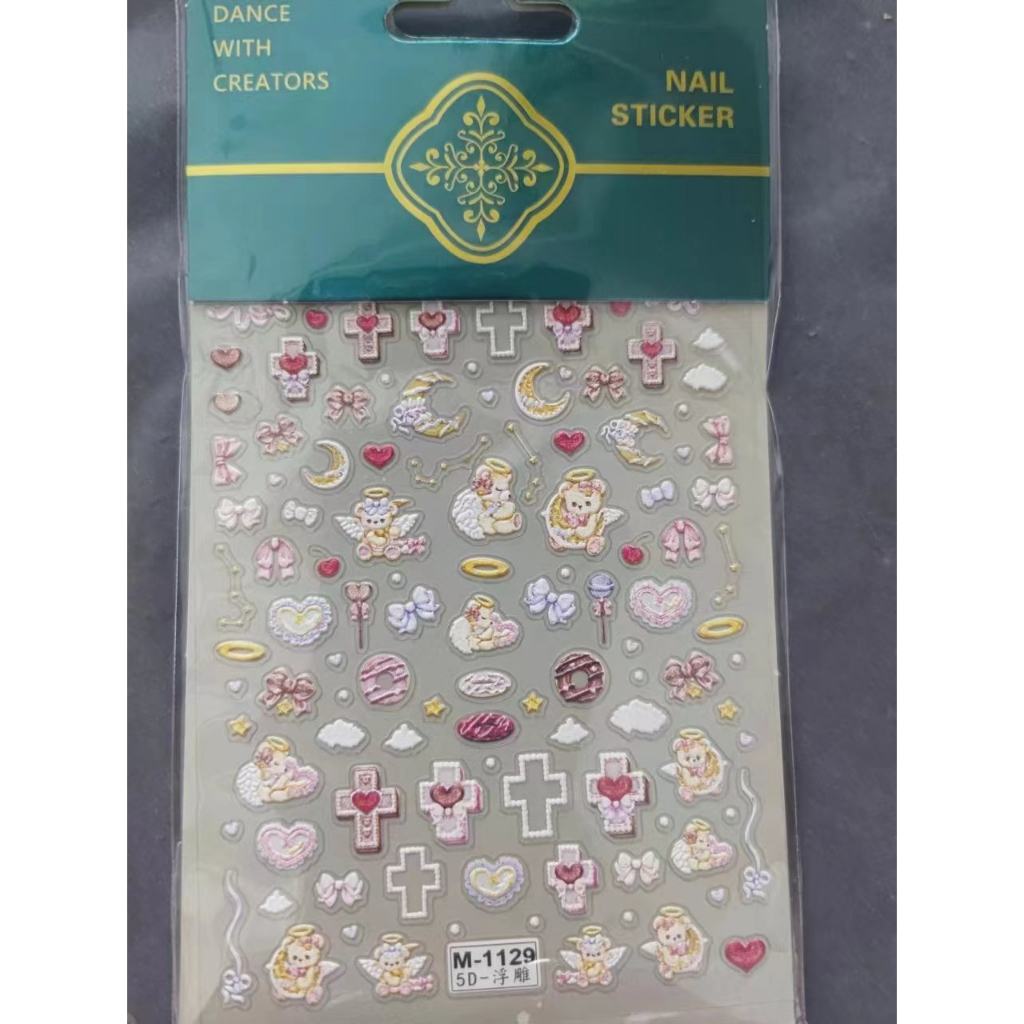 Mới Miếng Dán Trang Trí Móng Tay 5d Dập Nổi Hình Thiên Thần Đám Mây Phong Cách lolita