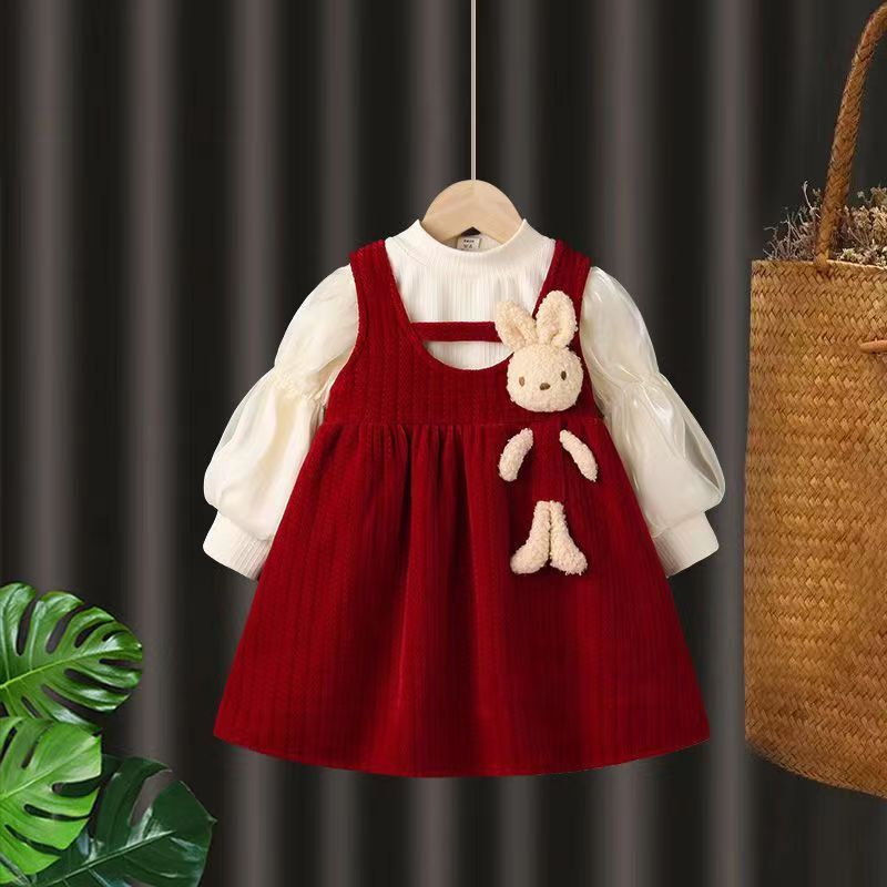 ❀❀❀❀Đầm Công Chúa Một Mảnh Tay Phồng Thời Trang Thu Đông Hàn Quốc Cho Bé Gái