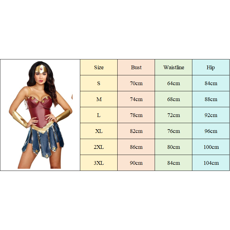 Wonder woman trang phục cho phụ nữ trưởng thành dc siêu anh hùng diana prince coplay pu leather dress headband set quần áo dự tiệc halloween