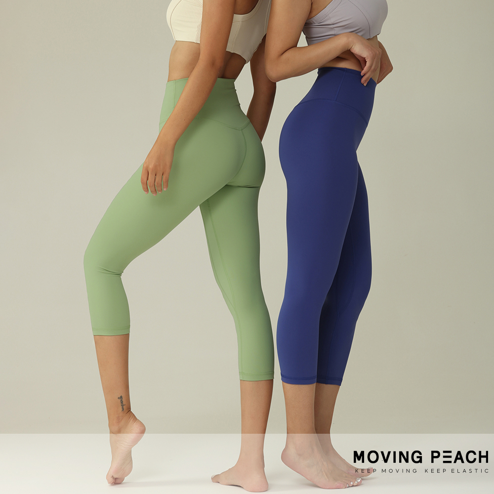 MOVING PEACH Quần crop Lửng Lưng Cao Có Túi Chất Liệu Mềm Mại Chuyên Dụng Tập yoga ACT