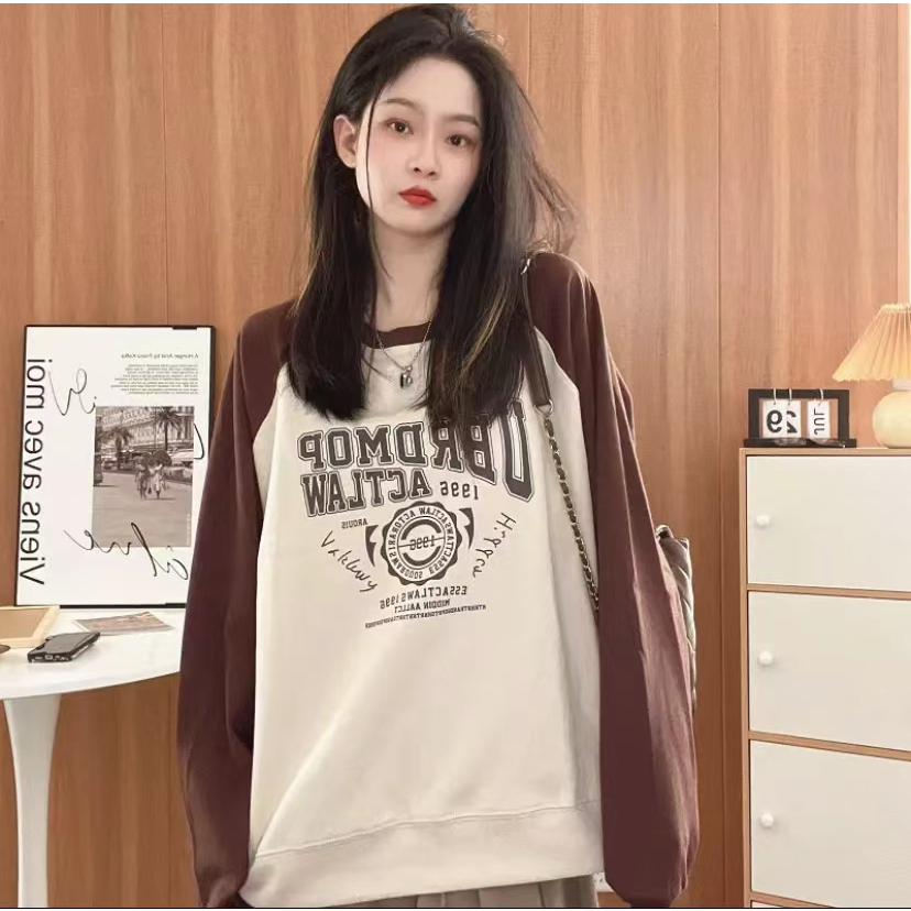 Áo Thun Sweater Mỏng Cổ Tròn In Chữ Thời Trang Cho Nữ