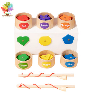  Treeyear Montessori Đồ Chơi Cốc Phân Loại Bằng Gỗ & Trò Chơi Câu Cá Màu Sắc 2 Trong 1 Hình Dạng Phân Loại Phù Hợp Với Đồ Chơi Học Tập Cho Trẻ Tập Đi 