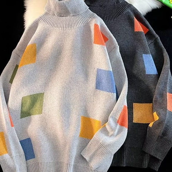 ✦ AFFLIGA ✦Áo Sweater Dệt Kim Tay Dài Dáng Rộng Cổ Đảo Ngược Thời Trang Mùa Thu 2022 Cho Nam