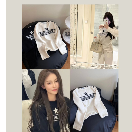 Áo sweater cotton Dệt Kim Màu Đen Có Chữ Ký Của Driviera ecru