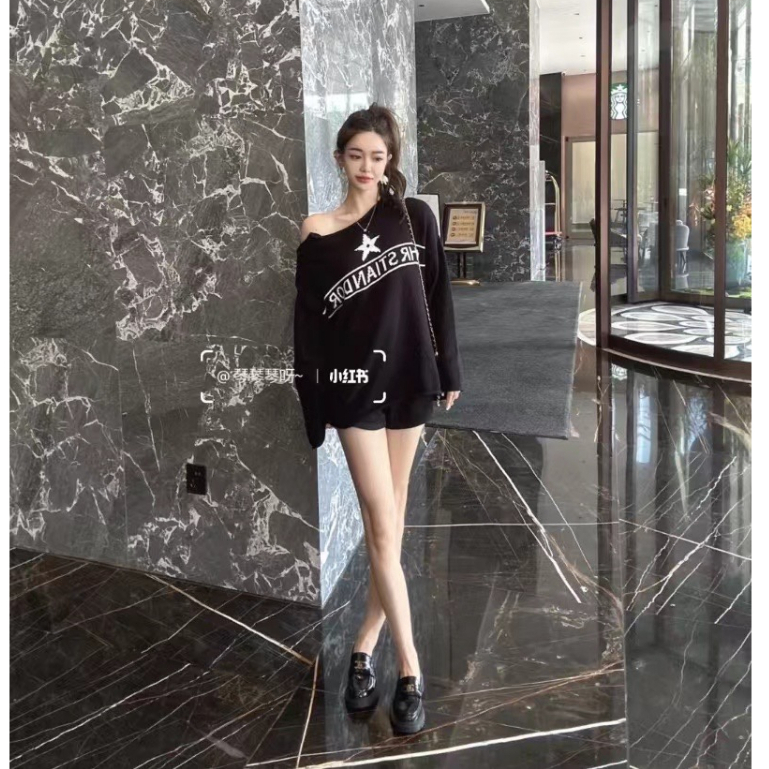 Áo sweater cotton Dệt Kim Màu Đen Có Chữ Ký Của Driviera ecru