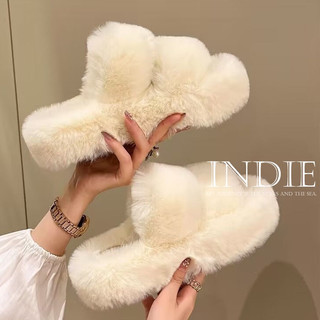 INDIE  Dép Lông Đế Dày 2023 NEW thoải mái Mềm mại dép quai hậu nữ đế cao  High quality ins Thanh lịch Độc đáo B92H0IW 37Z230910