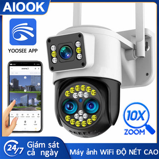 Aiook outdoor security camera hd wifi camera 4k 10x optical zoom colors night vision ip66 waterproof two way dialogue yoosee camera ip camera cctv screen