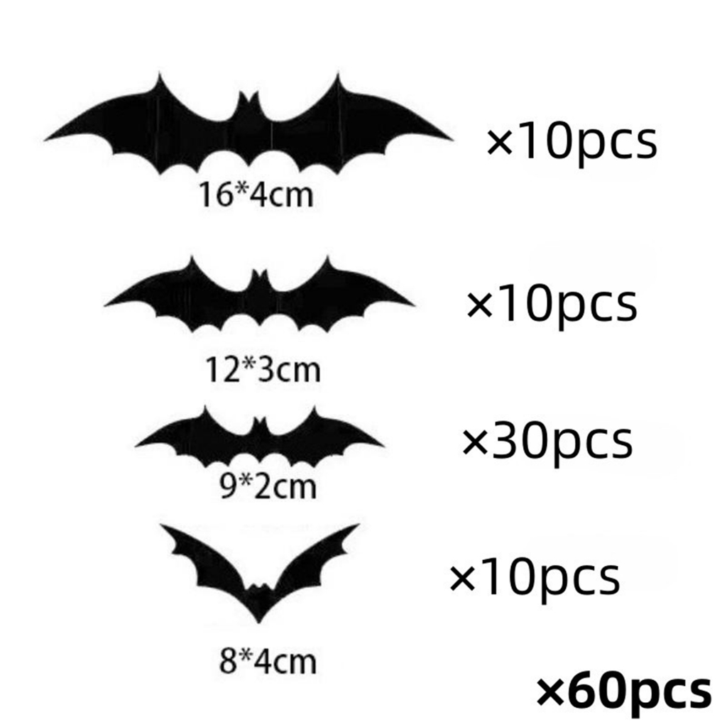 Dơi Trang Trí Tường Đen Đáng Sợ Miếng Dán Decal Dán Tường 3D Trang Trí Phòng 3D Dơi Halloween Dán Trang Trí Cho Văn Phòng Nhà