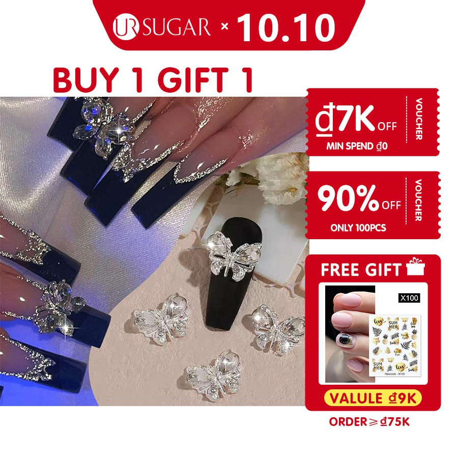 UR Sugar Bộ 10 HạT ĐíNh Trang Trí MóNg HìNh BướM 3D
