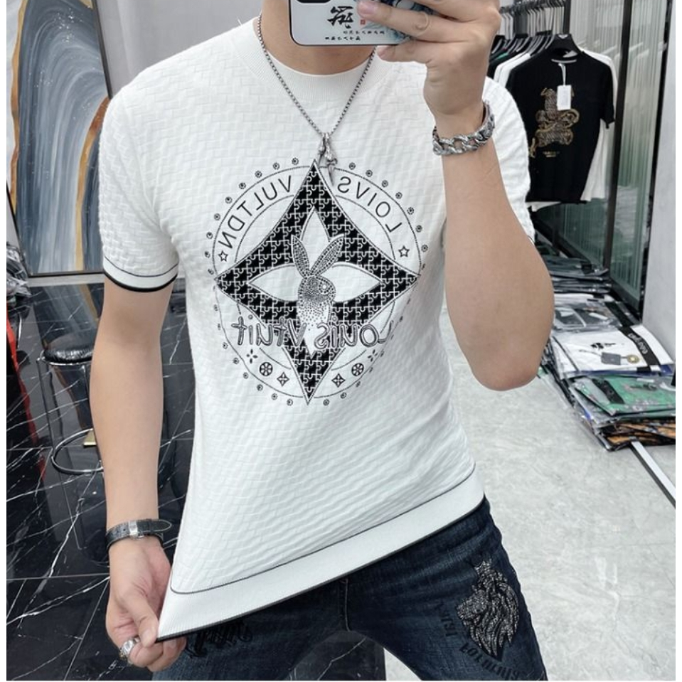 T-shirt nam in phong cách hồng kông tay ngắn xu hướng cá tính all-matching and handsome t-shirt