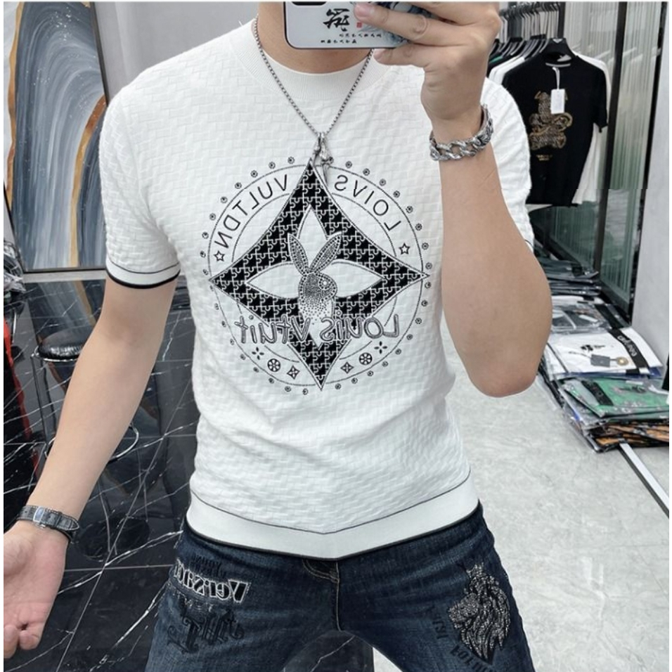T-shirt nam in phong cách hồng kông tay ngắn xu hướng cá tính all-matching and handsome t-shirt