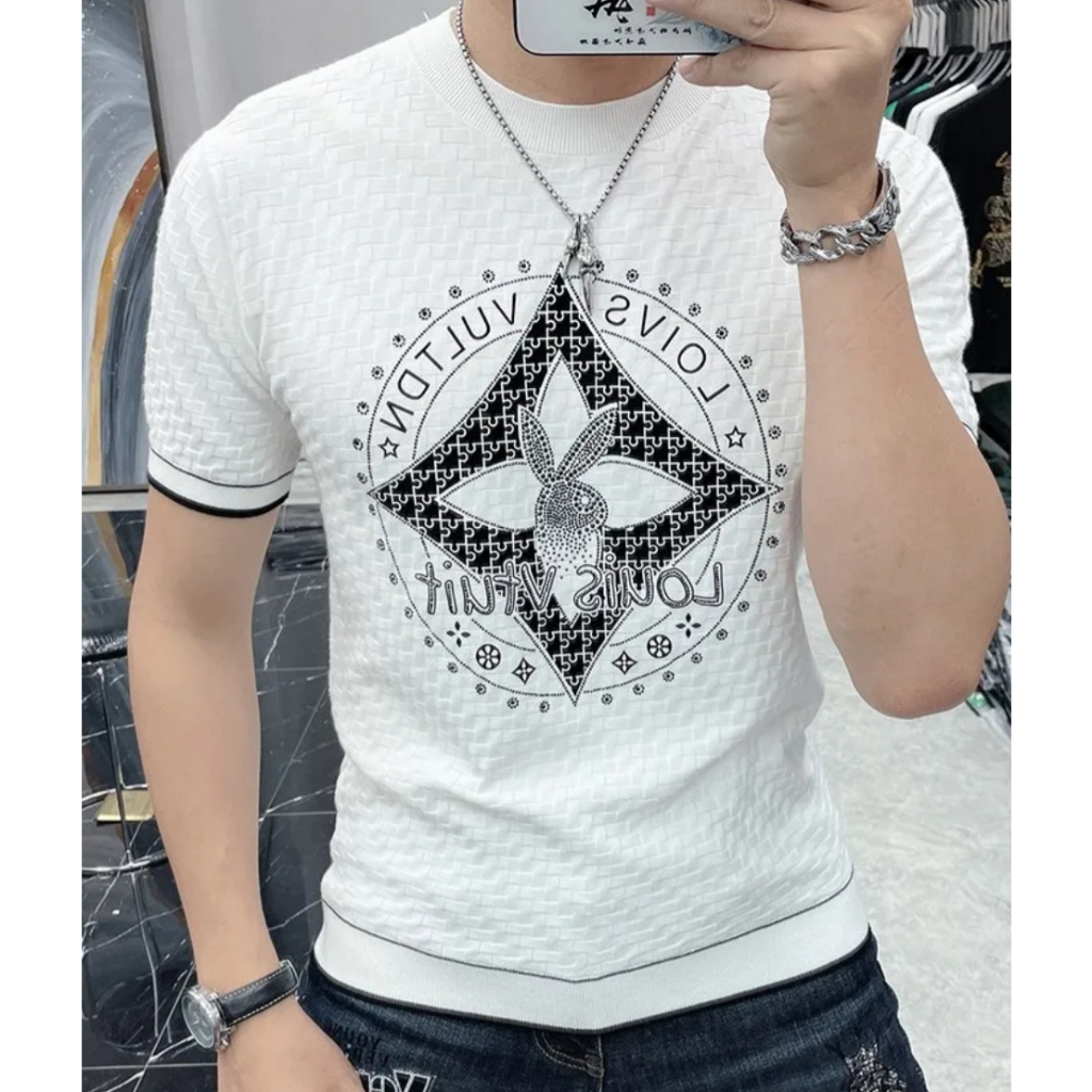 T-shirt nam in phong cách hồng kông tay ngắn xu hướng cá tính all-matching and handsome t-shirt