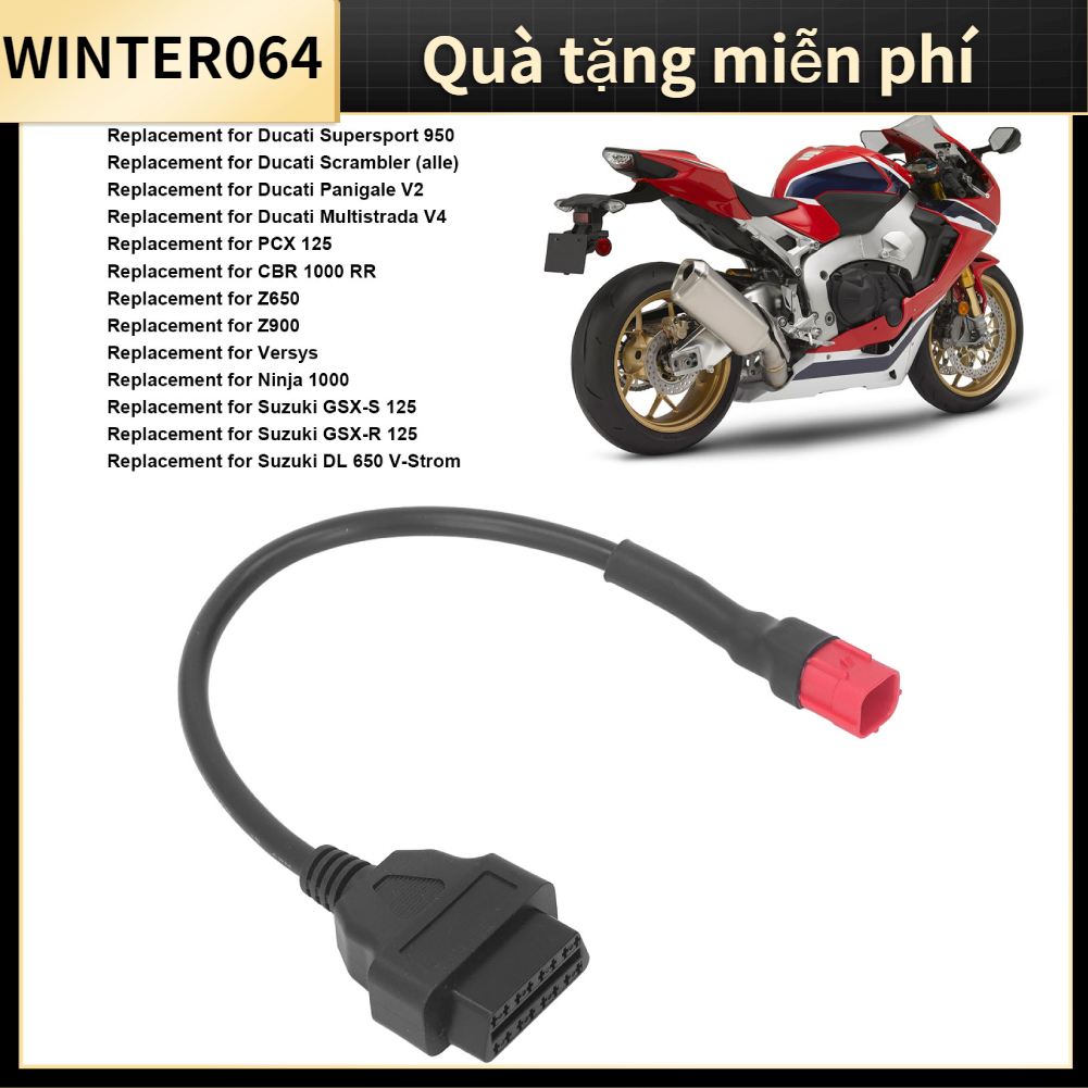 Thay thế cáp chẩn đoán 6 chân nam thành 16 nữ OBD2 cho Ducati Scrambler Supersport 950 Winter064