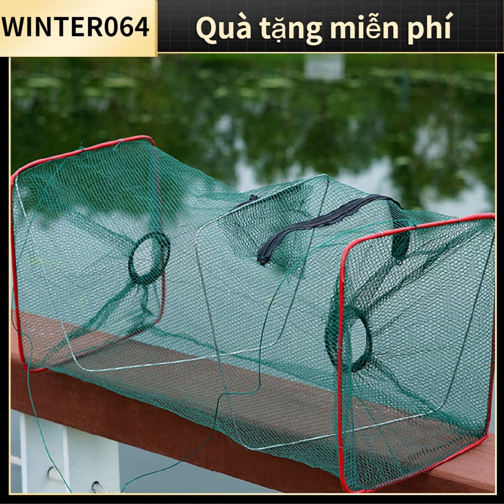 Bẫy Tôm Nylon Di Động Gấp Gọn Thu Ngoài Trời Lưới Cua Mồi Câu Cá Lồng Có 2 Lỗ Cho Hùm Càng Winter064