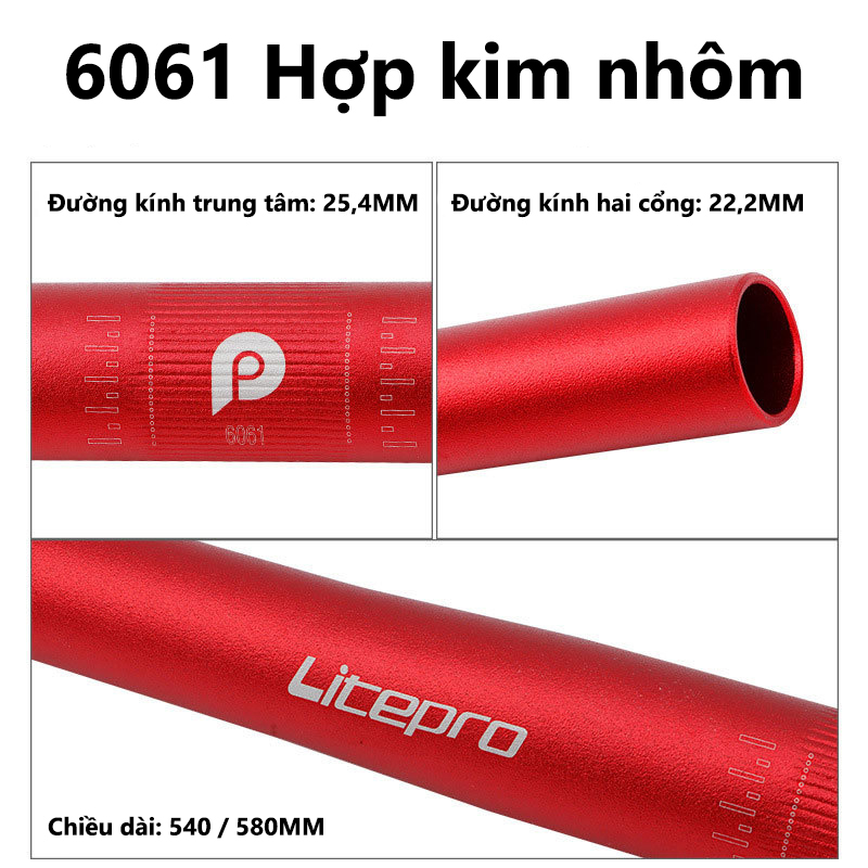 Ghi Đông Cho Xe Đạp Bằng Hợp Kim Nhôm 25.4mm X 580 540mm