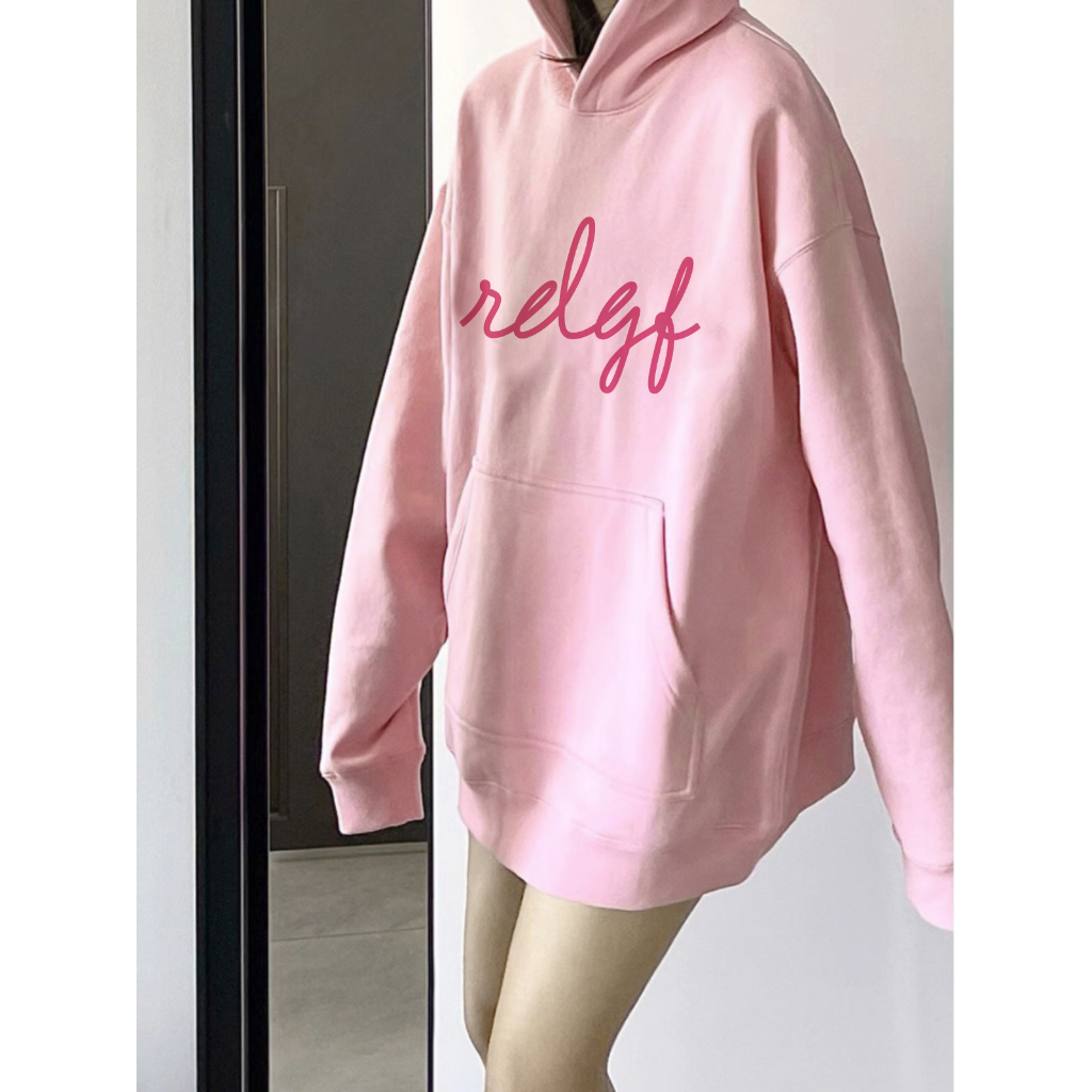 SELVZE Áo hoodie Tay Dài oversize Bằng Vải cotton In Họa Tiết Tối Giản Phong Cách Đường Phố