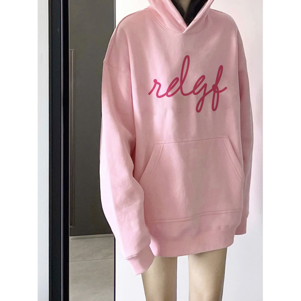 SELVZE Áo hoodie Tay Dài oversize Bằng Vải cotton In Họa Tiết Tối Giản Phong Cách Đường Phố