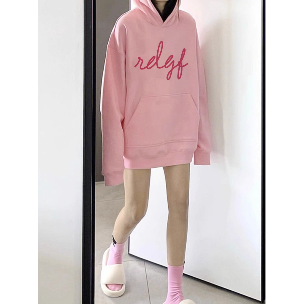 SELVZE Áo hoodie Tay Dài oversize Bằng Vải cotton In Họa Tiết Tối Giản Phong Cách Đường Phố