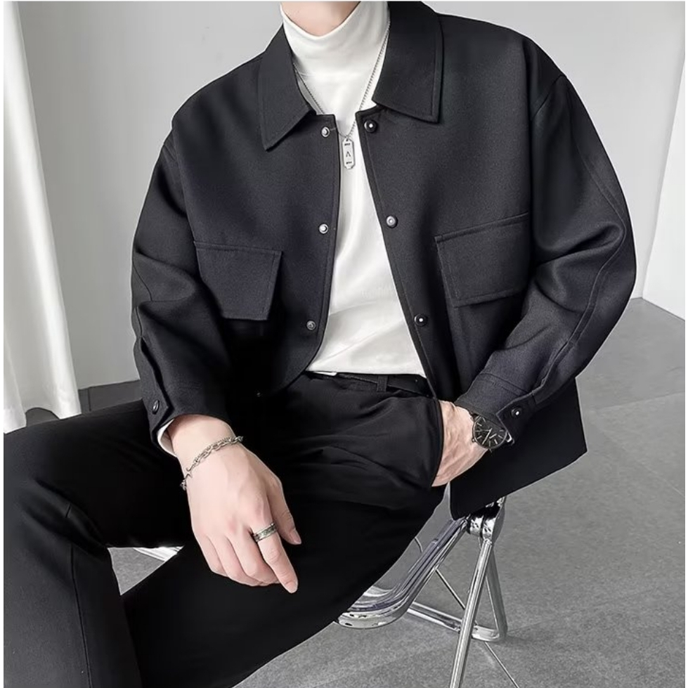 Áo khoác nam len màu 2023 trơn thời trang Hàn Quốc sành điệu cho simple  top áo khoác nam đẹp áo dài tay áo khoác nam bigsize bông Fashion áo jacket nam