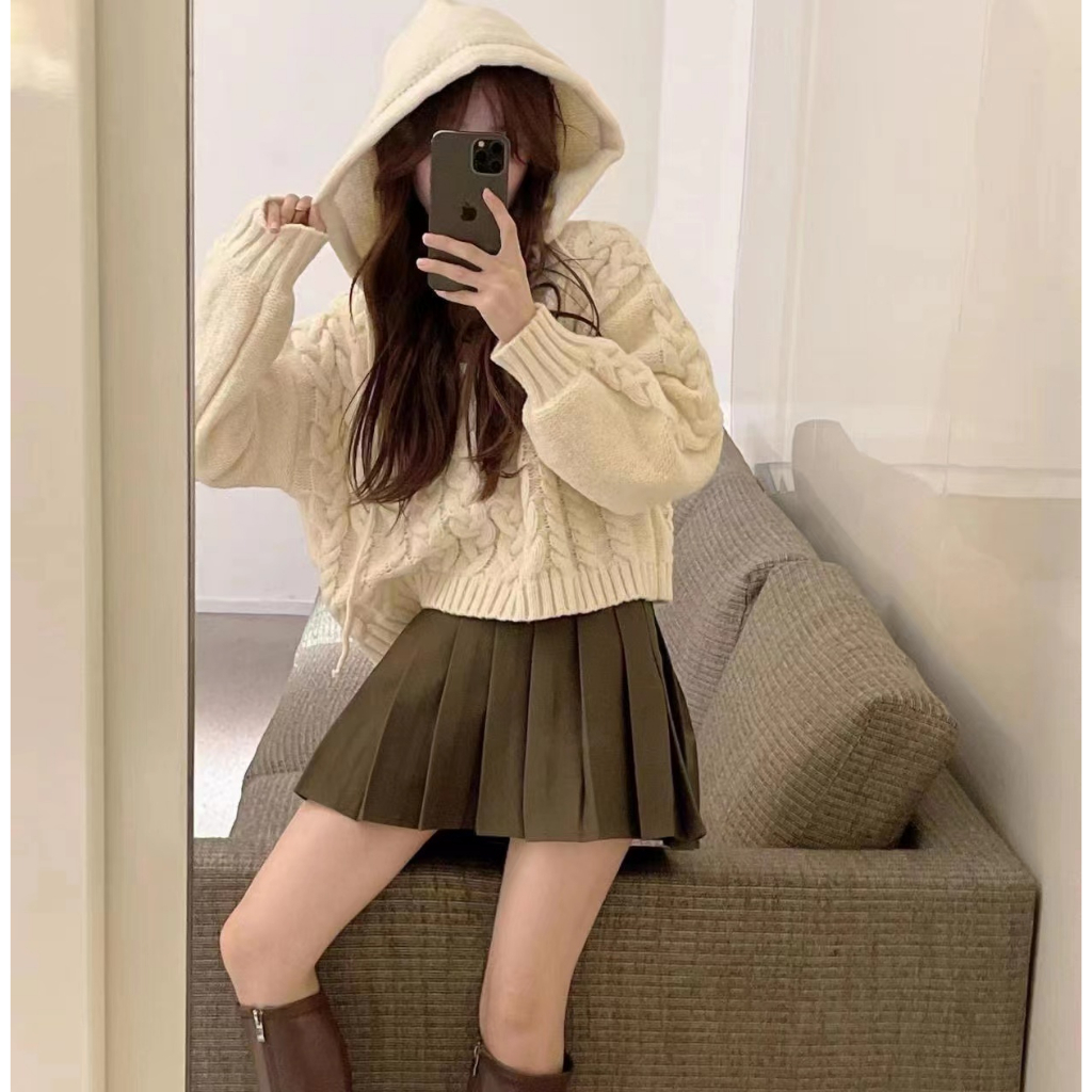 Áo Hoodie Dệt Kim Tay Dài Dáng Rộng In Chữ lalisas Thời Trang Cho Nữ