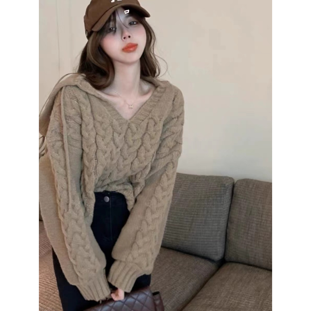 Áo Hoodie Dệt Kim Tay Dài Dáng Rộng In Chữ lalisas Thời Trang Cho Nữ