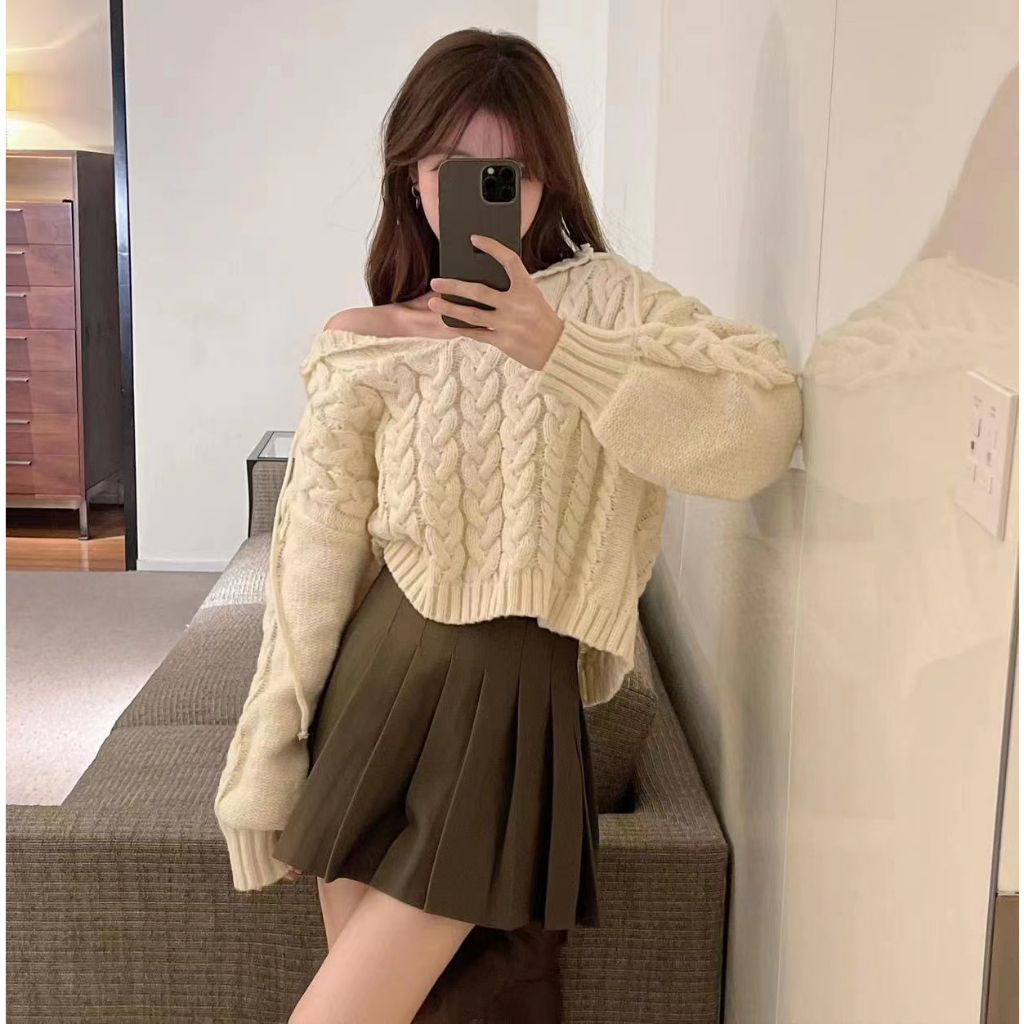 Áo Hoodie Dệt Kim Tay Dài Dáng Rộng In Chữ lalisas Thời Trang Cho Nữ