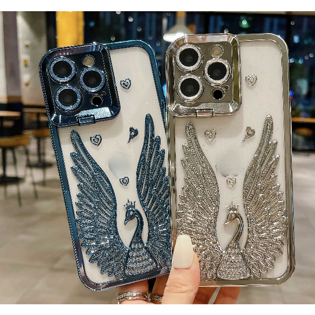 Ốp Điện Thoại Trong Suốt Mạ Vàng Hình Đôi Cánh Thiên Nga Cho iphone 15 pro 14 promax 15plus 15promax 14pro