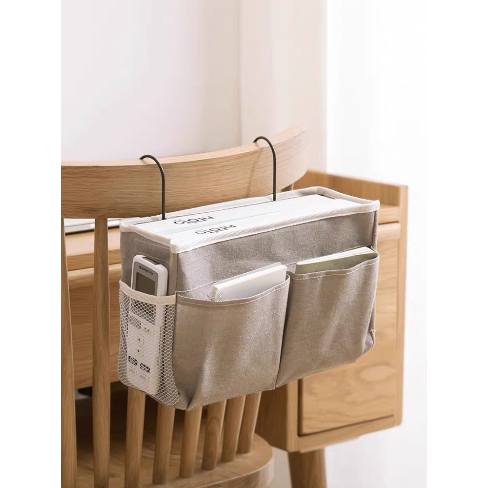 The Snuggery Đầu Giường Túi Treo Vải Lanh Cotton Lưu Trữ Giỏ Sắp Xếp Cho Tầng Phòng Ký Túc Xá