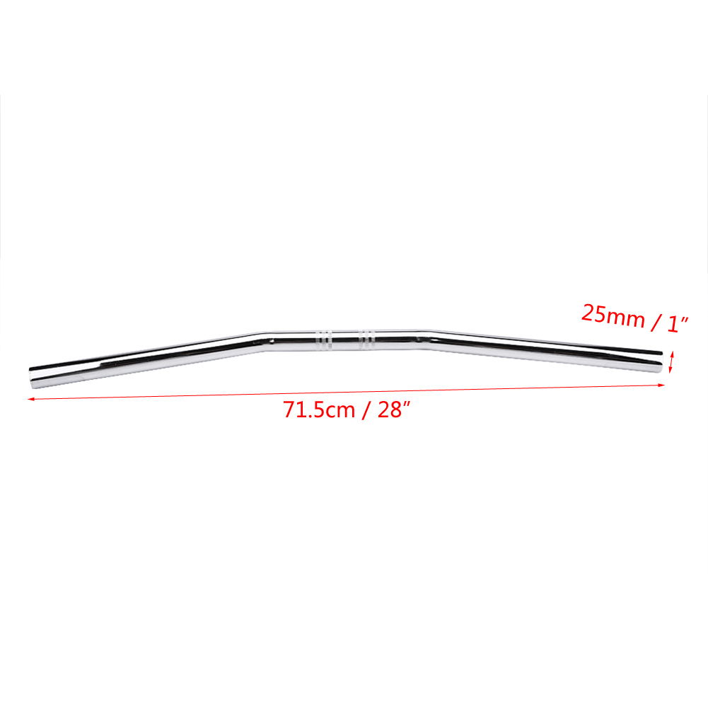Xe Máy Retro Uốn Cong Tay Cầm Thanh Đen Đa Năng Bạc 25MM/1Inch