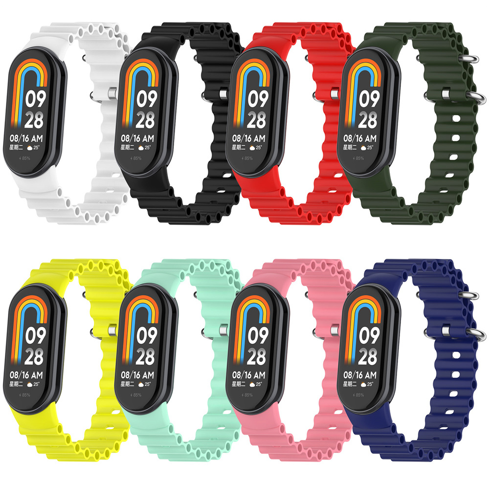 Silicone Dây Đeo Thay Thế Chất Liệu Silicon Màu Trơn Cho Xiaomi Mi Band 8