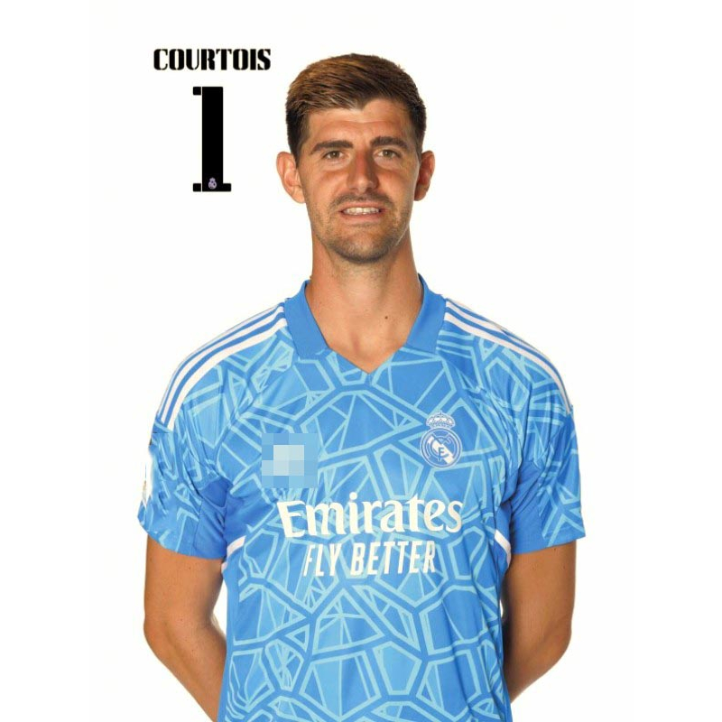 Áo Thun Đá Banh Real Madrid COURTOIS 2023 / 24 Cho Bé 3-15 Tuổi