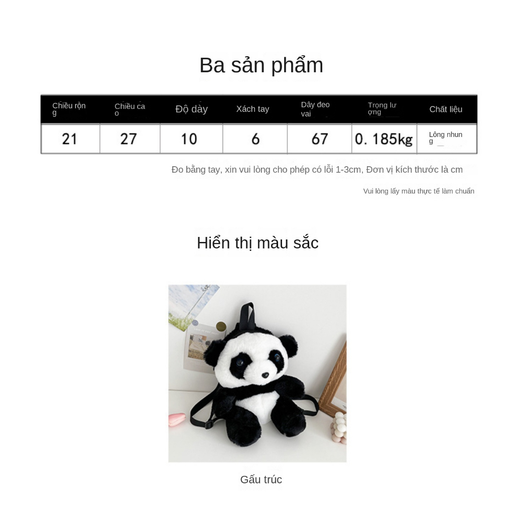 💥Plus Ba Lô Hình Gấu Trúc Nhồi Bông Hoạt Hình Đáng Yêu Dành Cho Nữ