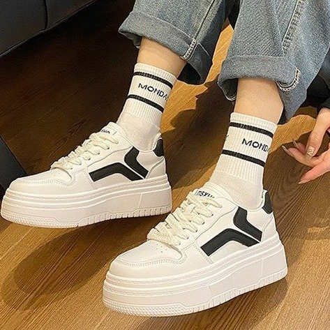 GUDETUGiày Thể Thao Trắng Đế Dày Thời Trang Năng Động Dép Bánh Mì Đế Mềm Cao 3cm Chống Trượt Cho Nữ Giày Thể Thao Thời Trang Năng Động Cho Nữ Giày Búp Bê Dễ Thương Cho Nữ