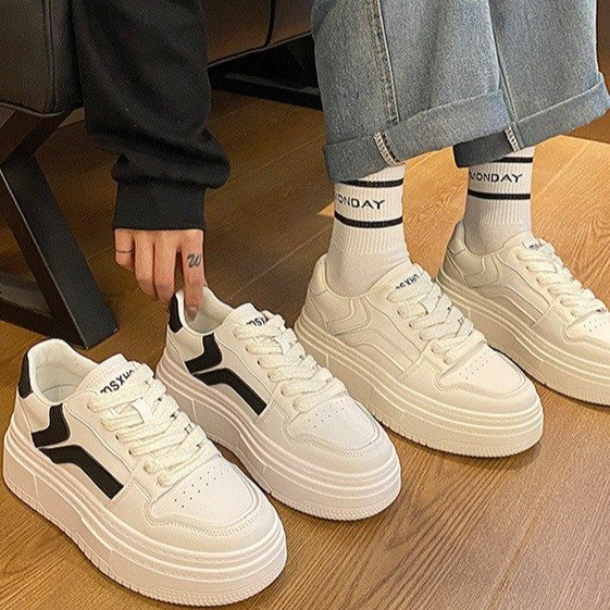 Giày Thể Thao Trắng Đế Dày Thời Trang Năng Động Dép Bánh Mì Đế Mềm Cao 3cm Chống Trượt Cho Nữ Giày Thể Thao Thời Trang Cho Nữ Giày Búp Bê Dễ Thương Cho Nữ