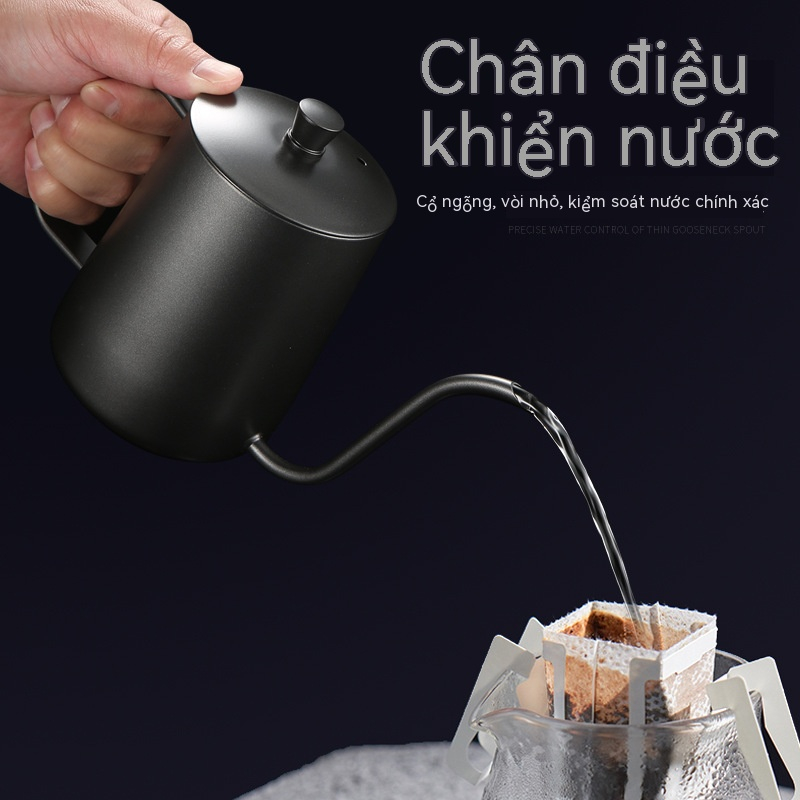 Ấm Pha Cà Phê Bằng Thép Không Gỉ Có Tay Cầm Và Nắp Đậy