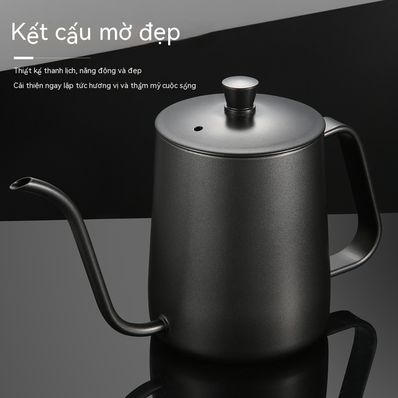 Ấm Pha Cà Phê Bằng Thép Không Gỉ Có Tay Cầm Và Nắp Đậy