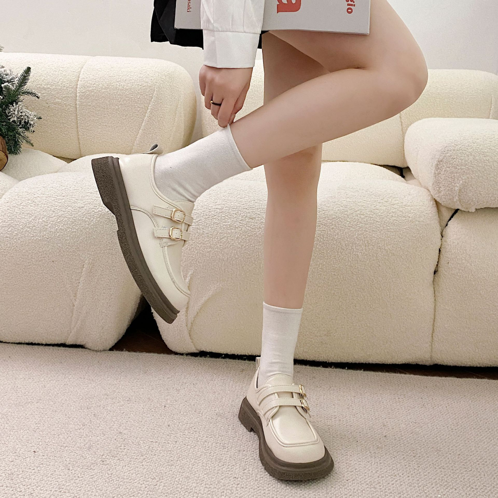 Giày Da Oxford Đế Dày 4cm Phong Cách Retro Anh Quốc Cho Nữ